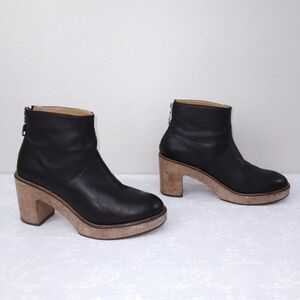 CALOU Stockholm Boots Black Leather Heeled Clogs US 9